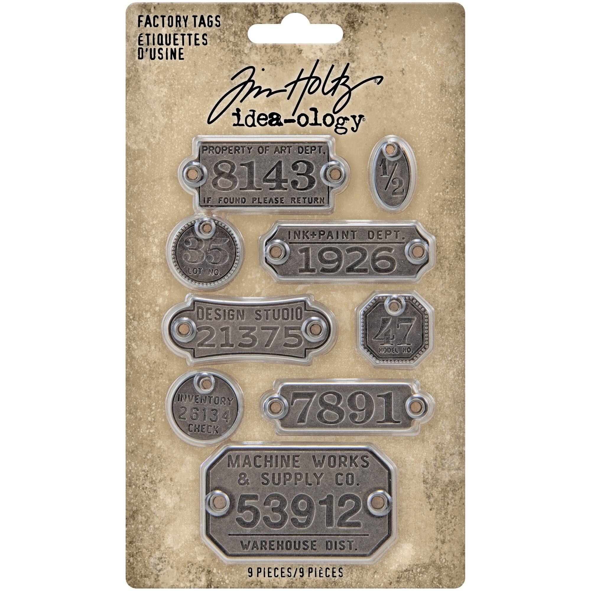 Idea-Ology Metal Factory Tags 9/Pkg-